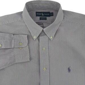 Ralph Lauren Yarmouth Mens 17 34/35 Purple Striped Cotton Button Down‎ Shirt